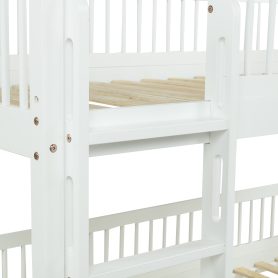 Twin Over Twin Pine Wood Bunk Bed With 2 Drawers, Convertible into 2 Twin Beds