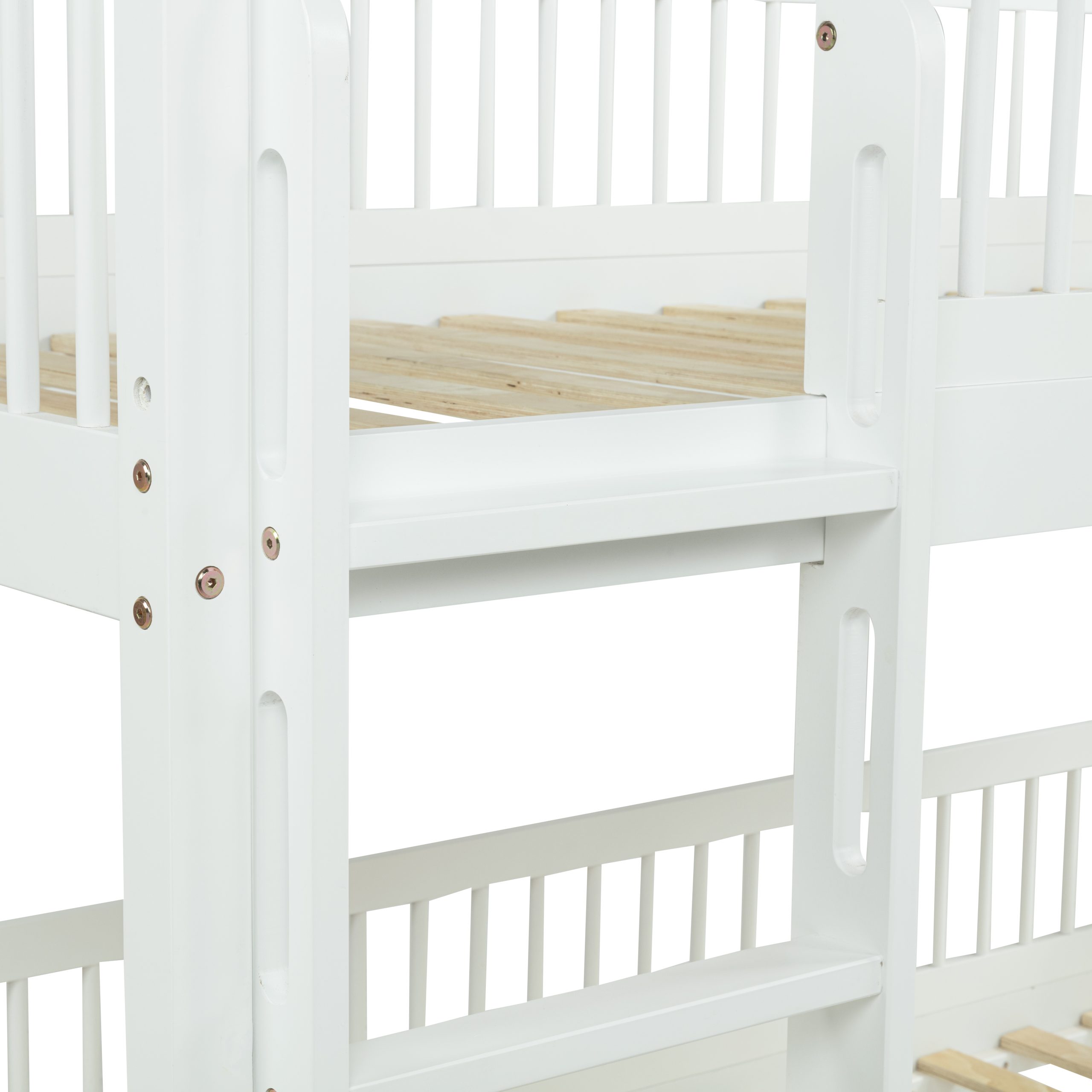 Twin Over Twin Pine Wood Bunk Bed With 2 Drawers, Convertible into 2 Twin Beds