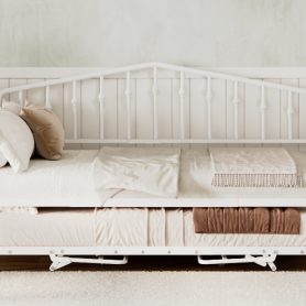Twin Size Stylish Metal Daybed with Twin Size Adjustable Trundle
