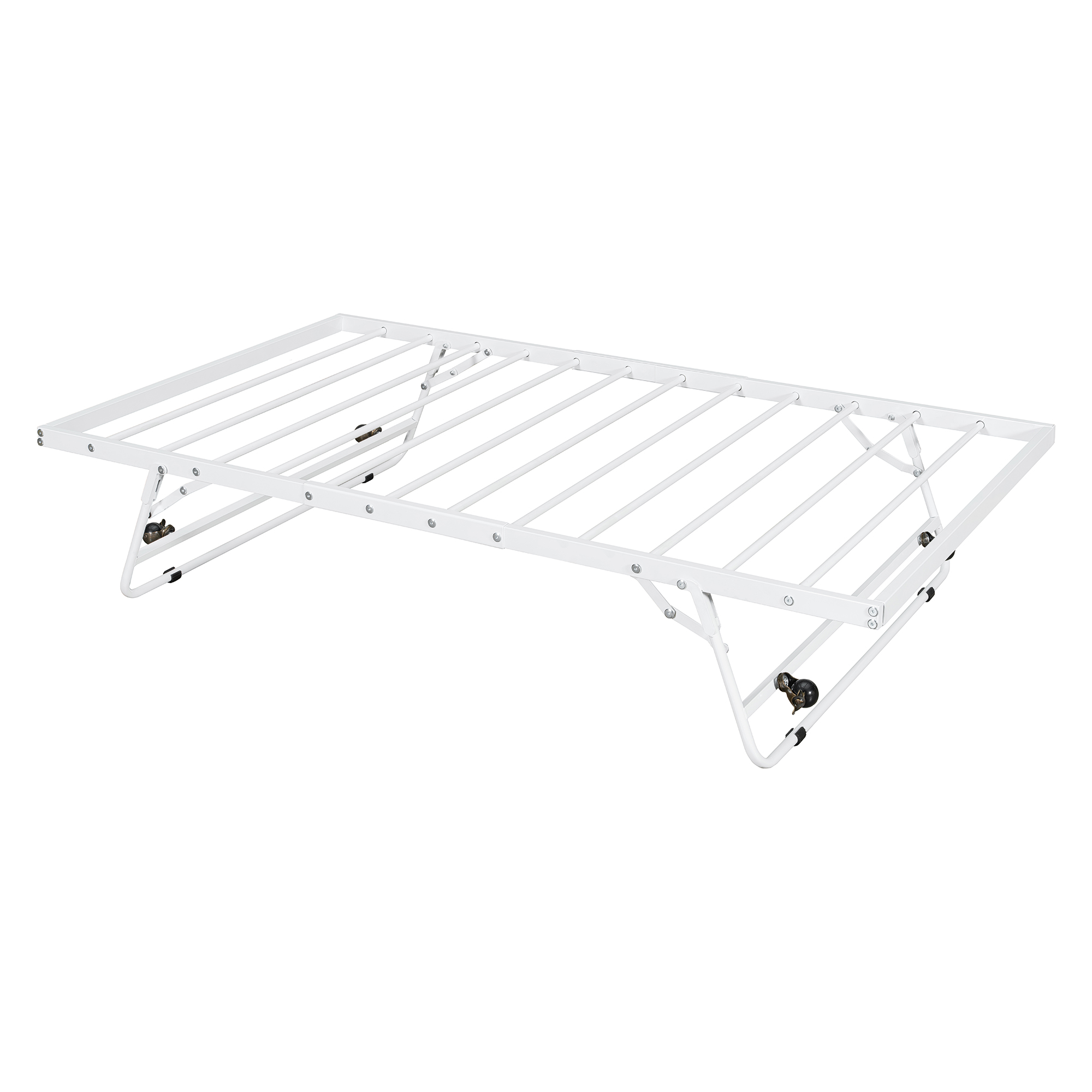 Twin Size Stylish Metal Daybed with Twin Size Adjustable Trundle