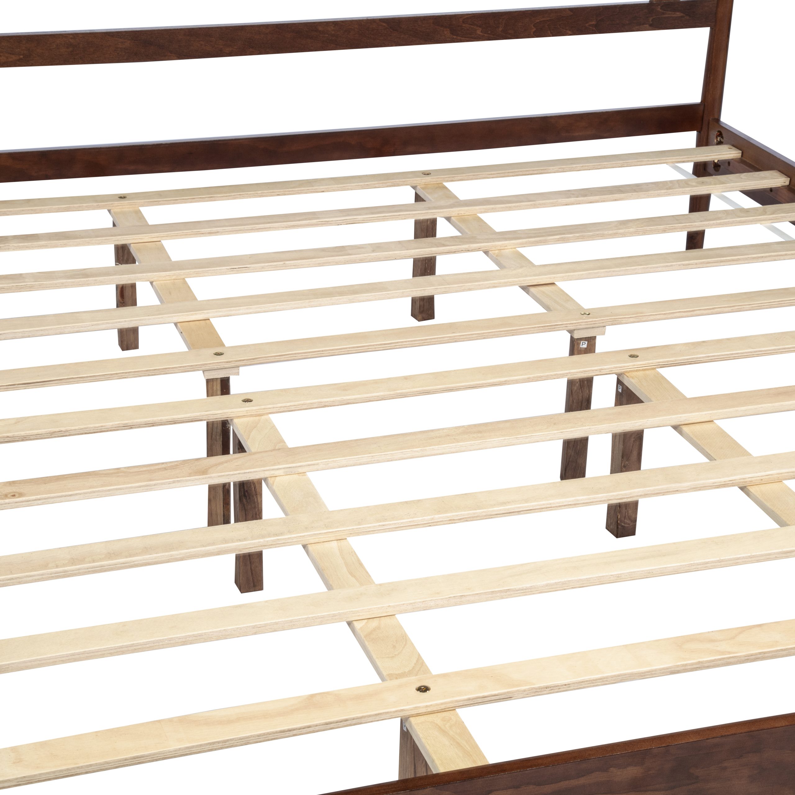 King Size Solid Wooden Bed with Rattan Headboard