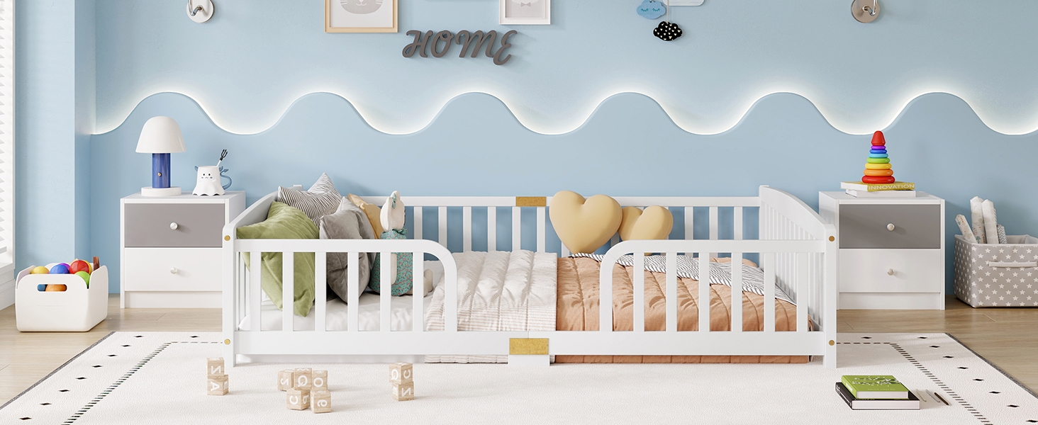 Queen Size Floor Fence Bed with Central Entrance