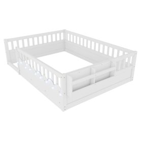 Full Montessori Floor Bed Frame with High Rails