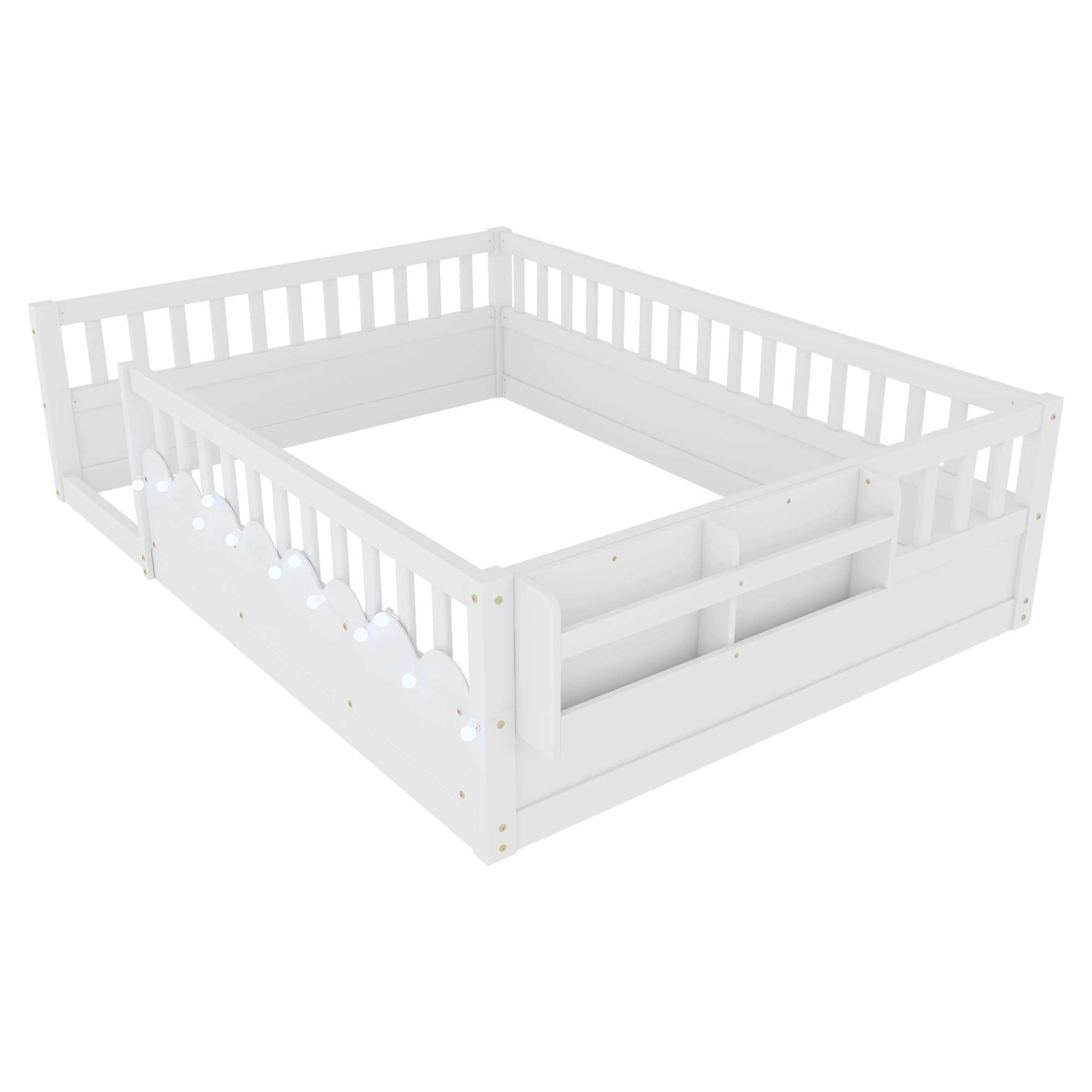 Full Montessori Floor Bed Frame with High Rails