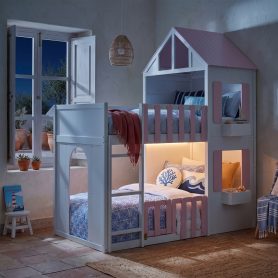 Modern Playful Design Twin Over Twin House Bunk Bed