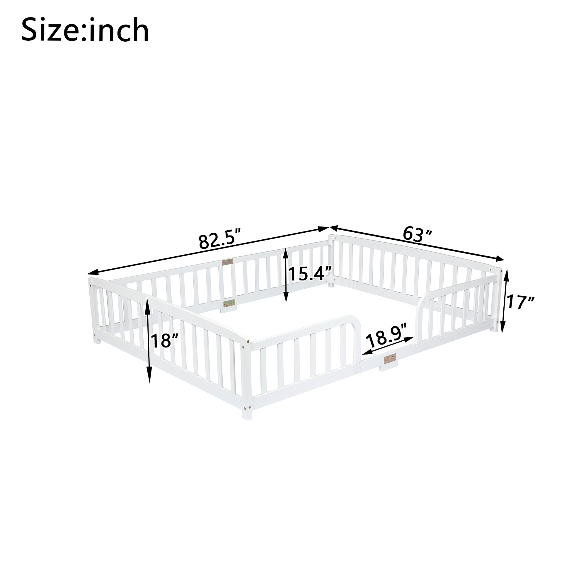 Queen Size Floor Fence Bed with Central Entrance