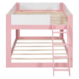 Queen Size Low Convertible Bunk Bed With Reversible Ladder And Safety Guardrails