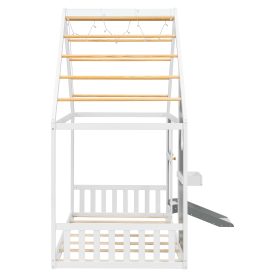 Wooden Playhouse Design Platform Bed with Front Panel and Slide