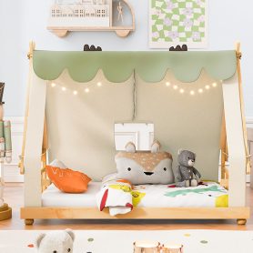 Twin Size House Bed with Tent and Light