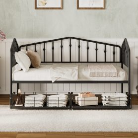 Twin Size Stylish Metal Daybed with 2 Drawers