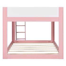 Queen Size Low Convertible Bunk Bed With Reversible Ladder And Safety Guardrails