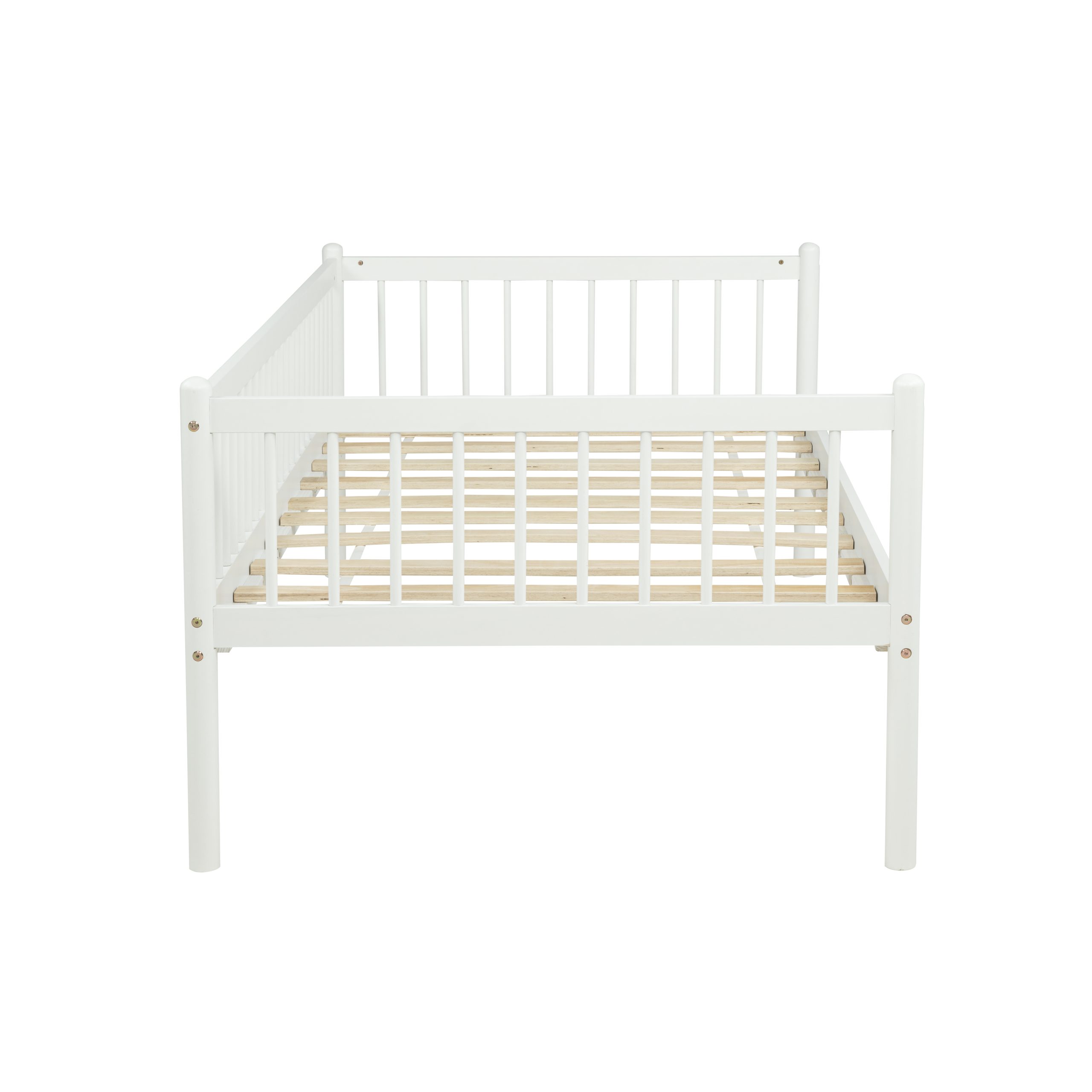Twin Pine Wood Daybed With 3-Side Guardrails & 10 Support Slats