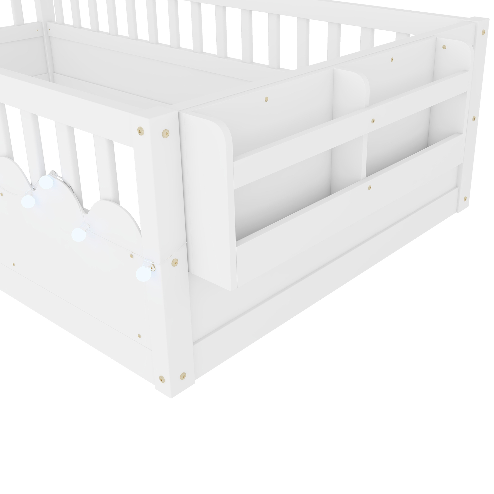 Twin Montessori Floor Bed Frame with High Rails