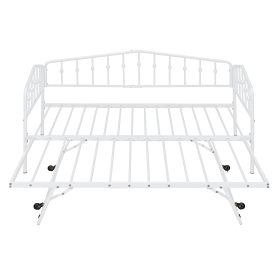 Twin Size Stylish Metal Daybed with Twin Size Adjustable Trundle