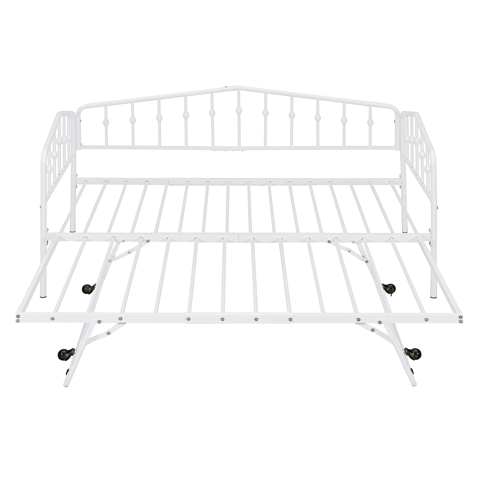 Twin Size Stylish Metal Daybed with Twin Size Adjustable Trundle