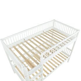 Twin Over Twin Pine Wood Bunk Bed With 2 Drawers, Convertible into 2 Twin Beds