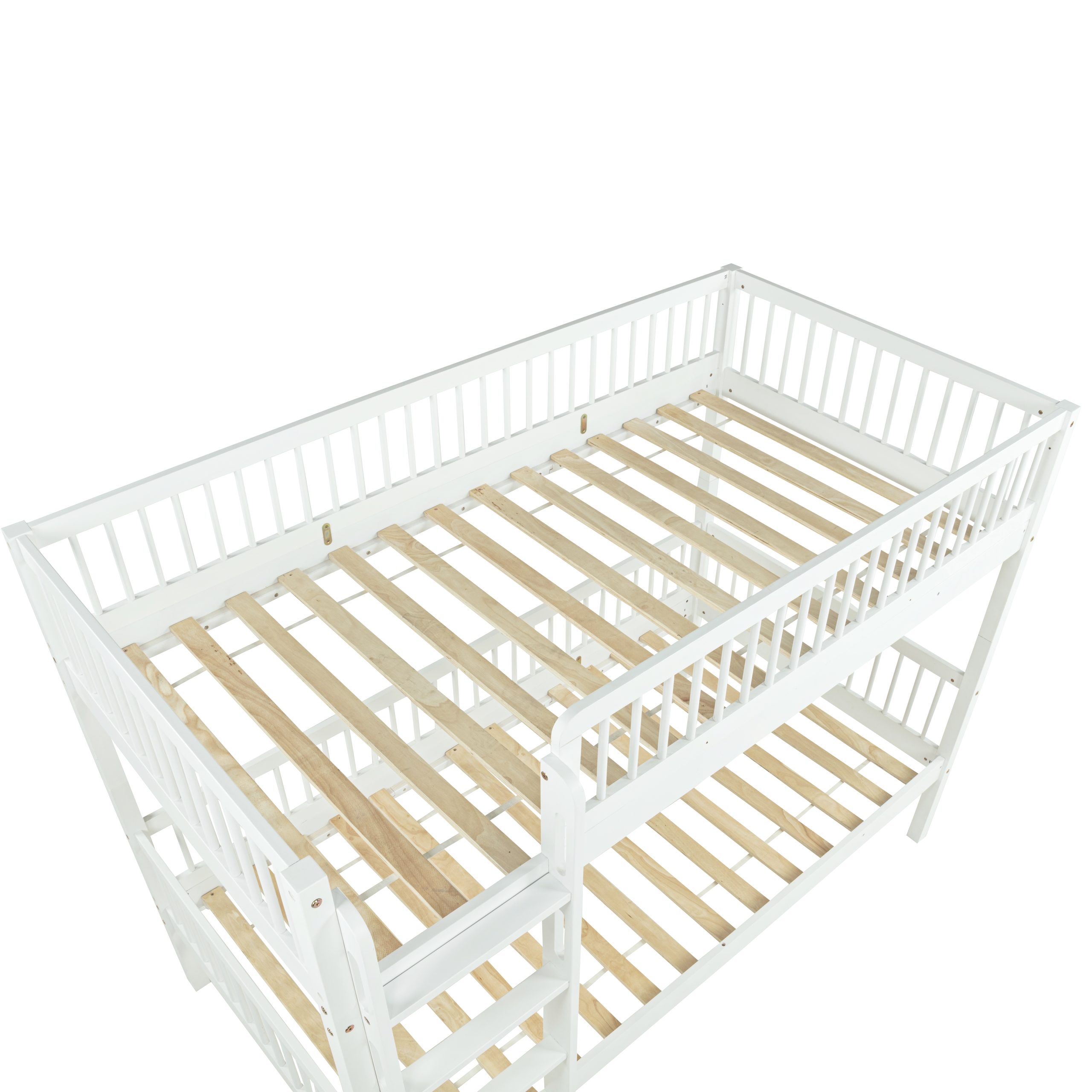 Twin Over Twin Pine Wood Bunk Bed With 2 Drawers, Convertible into 2 Twin Beds