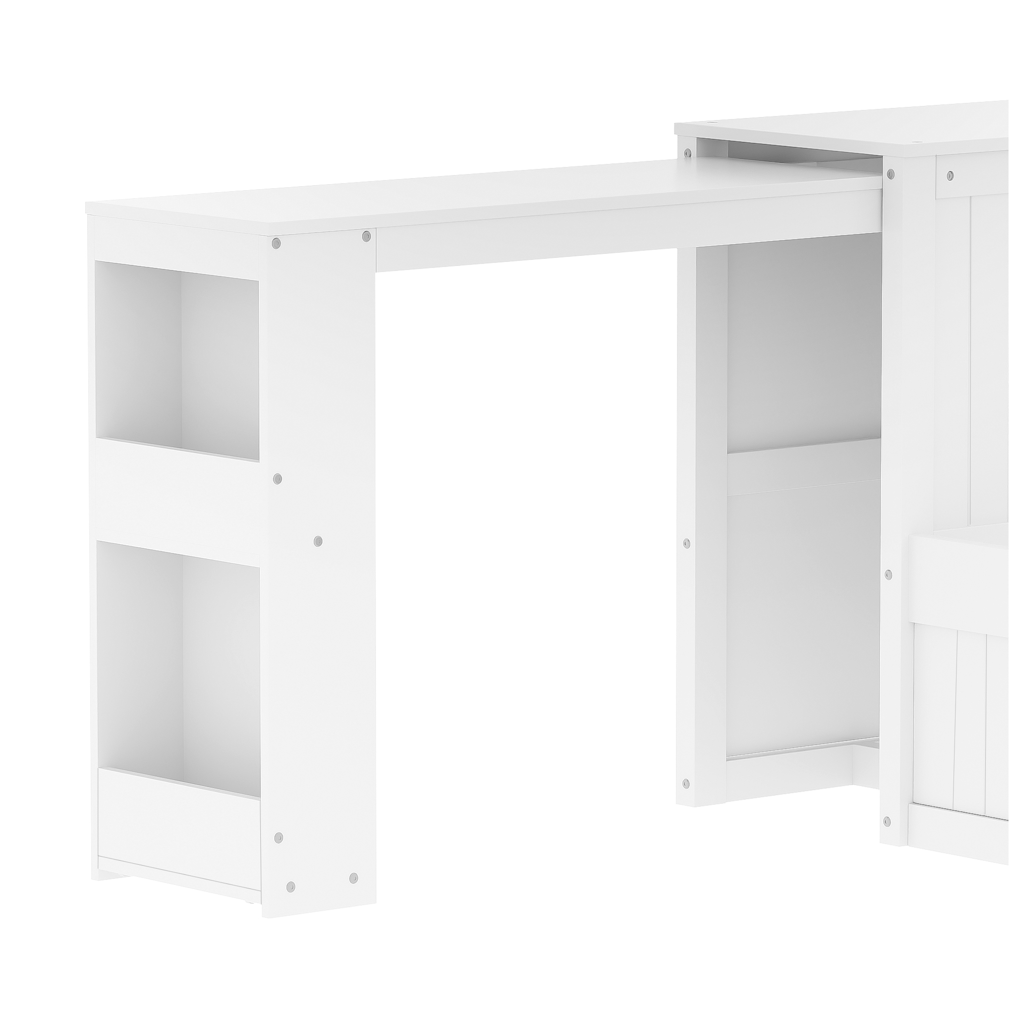 Twin Wood Bed Frame with wide Headboard, Footboard Drawers & Side Shelves