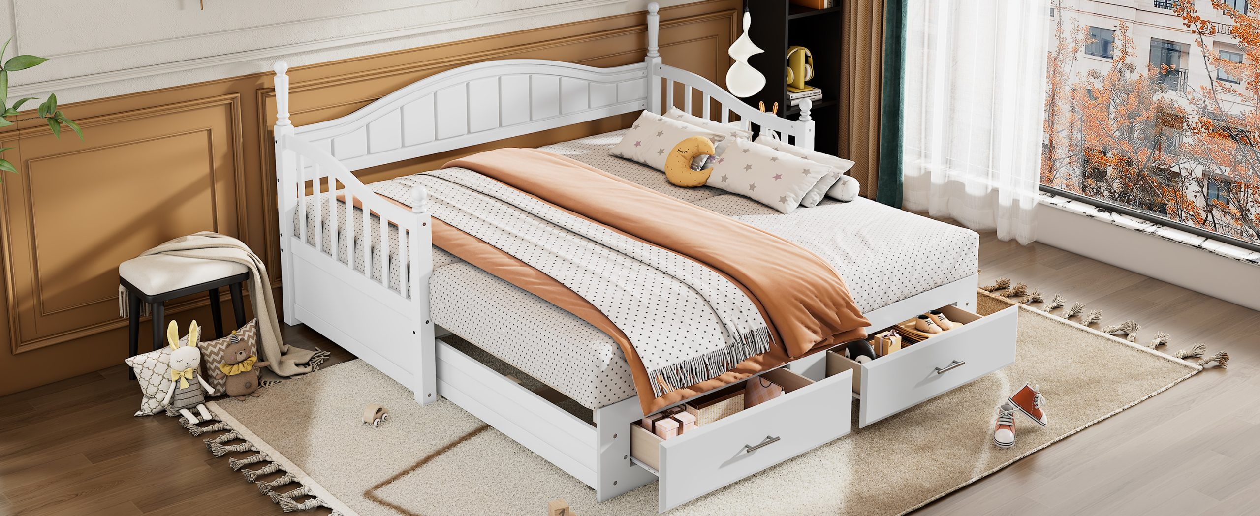 Wooden Twin Size Daybed with Twin Size Trundle