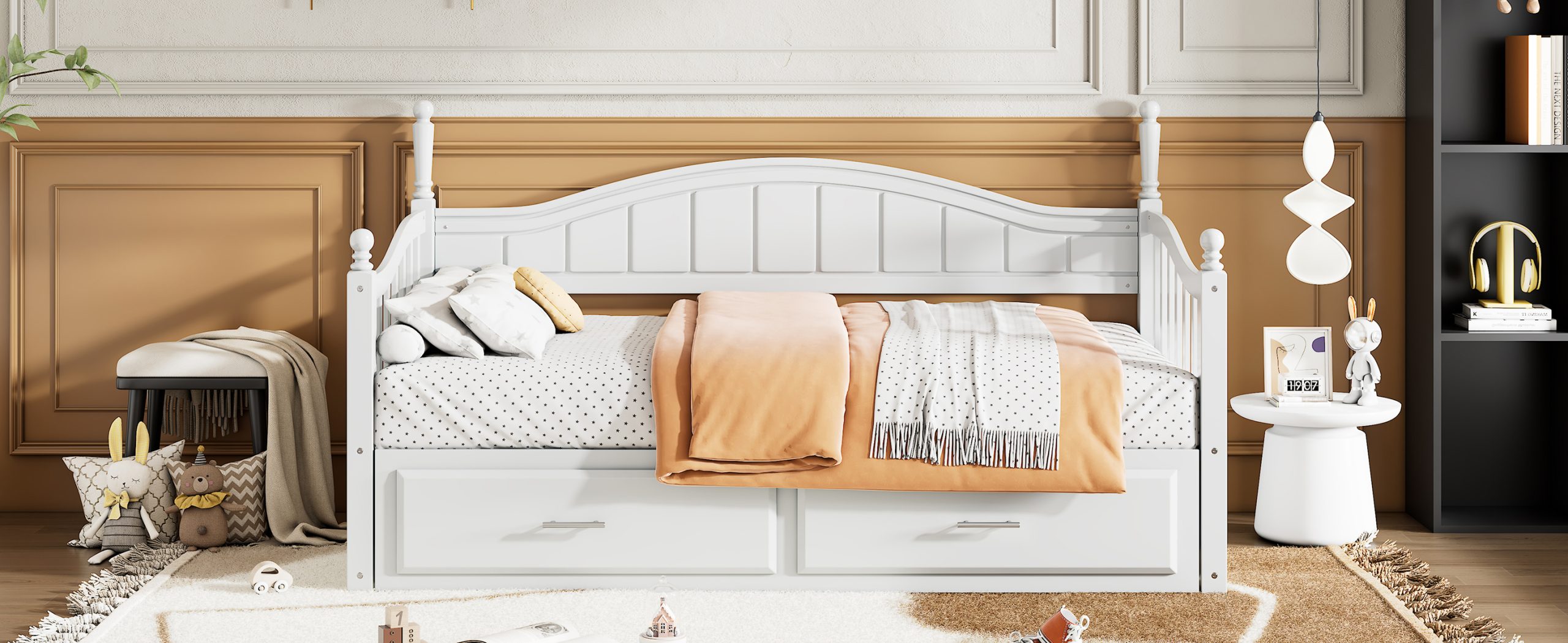 Wooden Twin Size Daybed with Twin Size Trundle
