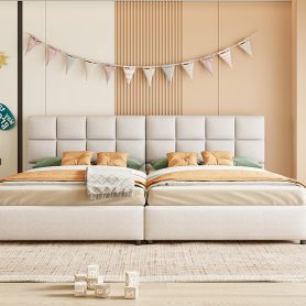 Twin Size Upholstered Platform Bed With A Hydraulic Storage System, Set Of 2