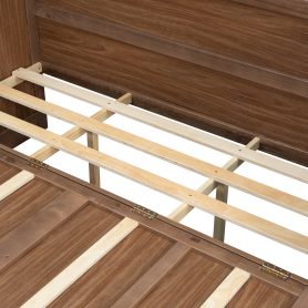 Pine Wood Cabinet Bed with Charging Station and Ripple Decoration Panels