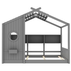 Full Size Floor House Bed for Toddler, Kids