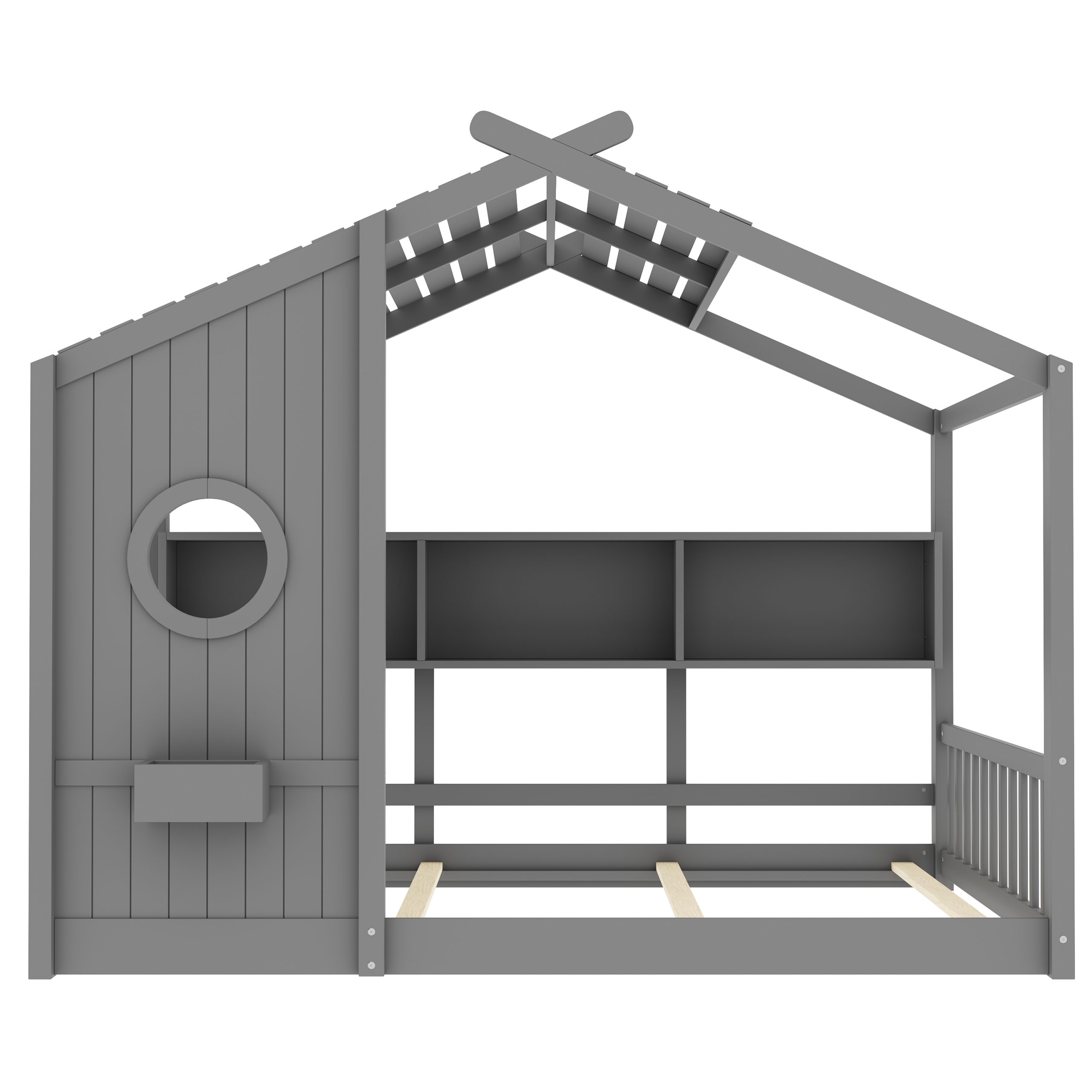 Full Size Floor House Bed for Toddler, Kids