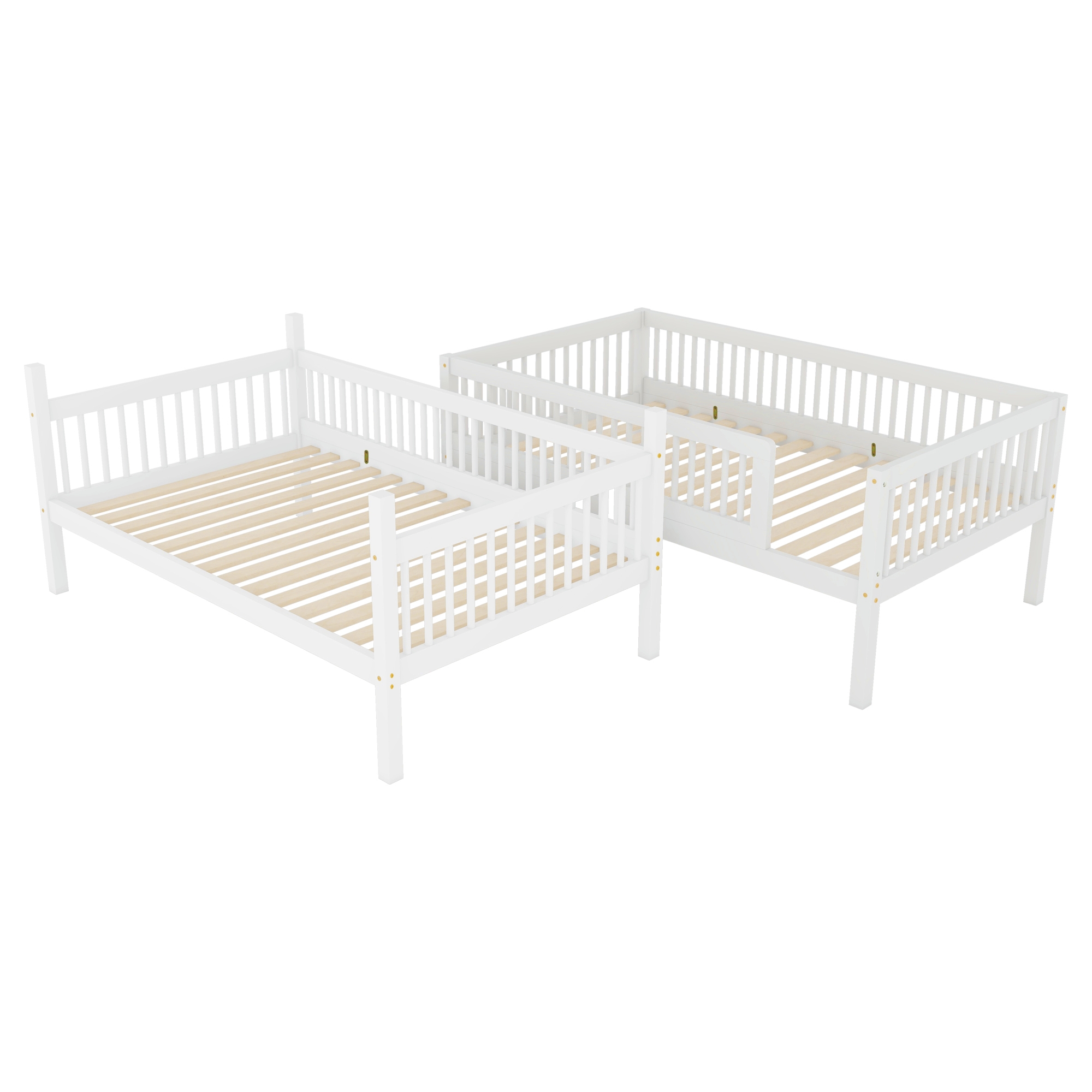 Twin Over Twin Pine Wood Bunk Bed With 2 Drawers, Convertible into 2 Twin Beds