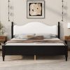 King Size Wood Platform Bed with Upholstered Headboard