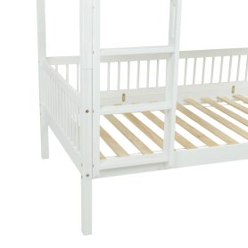 Twin Over Twin Pine Wood Bunk Bed With 2 Drawers, Convertible into 2 Twin Beds
