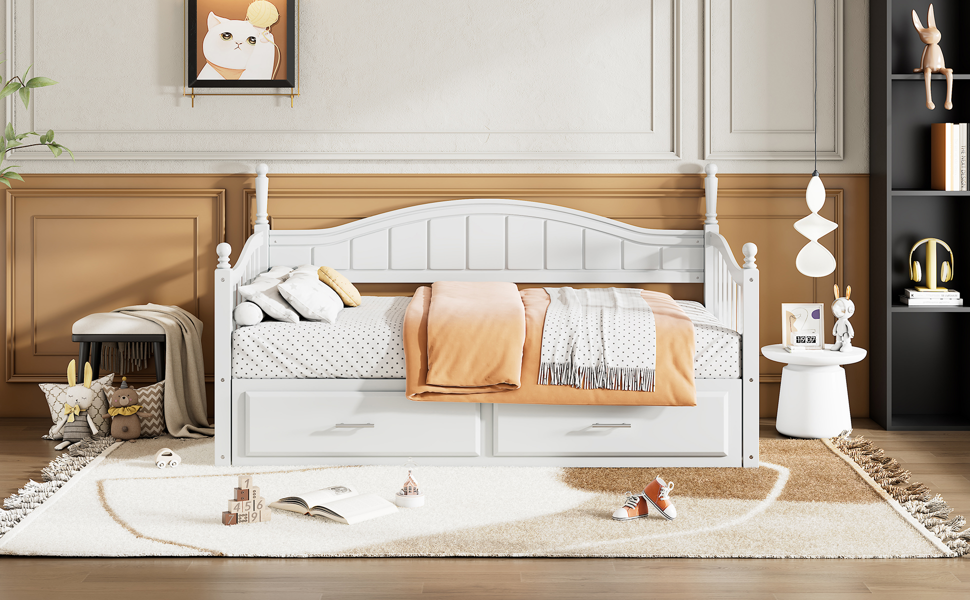 Wooden Twin Size Daybed with Twin Size Trundle