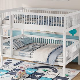 Twin Over Twin Pine Wood Bunk Bed With 2 Drawers, Convertible into 2 Twin Beds