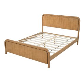 Wood Queen Bed Frame With Headboard, Noise-free Design, No Box Spring Needed