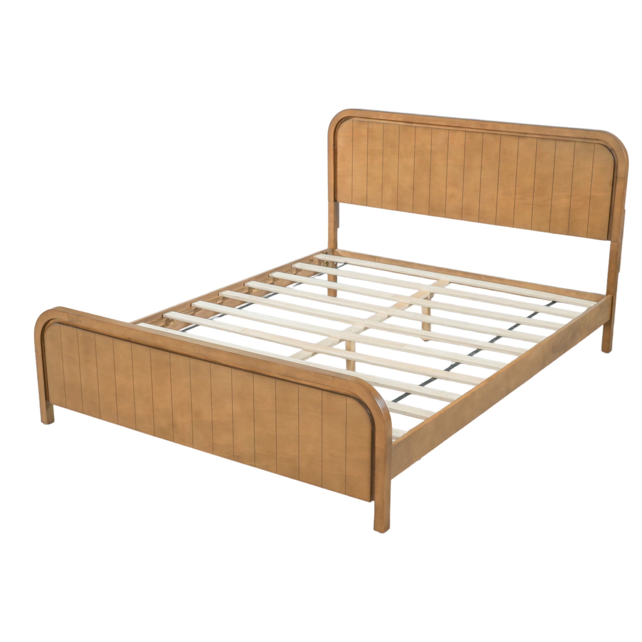 Wood Queen Bed Frame With Headboard, Noise-free Design, No Box Spring Needed