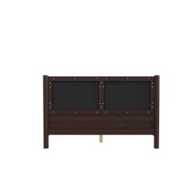 Wooden Platform Bed with PU Leather Headboard