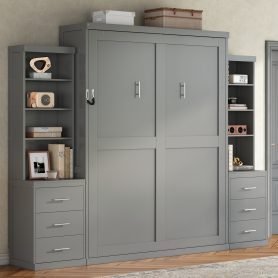 Full Size Murphy Bed with Storage Shelves and Drawers