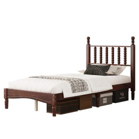Retro Style Twin Size Wood Platform Bed With Gourd Shaped Headboard