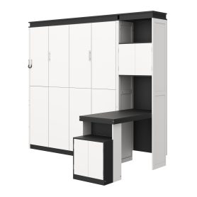 Full Size Murphy Bed With Desk And Storage Shelves And Cabinets