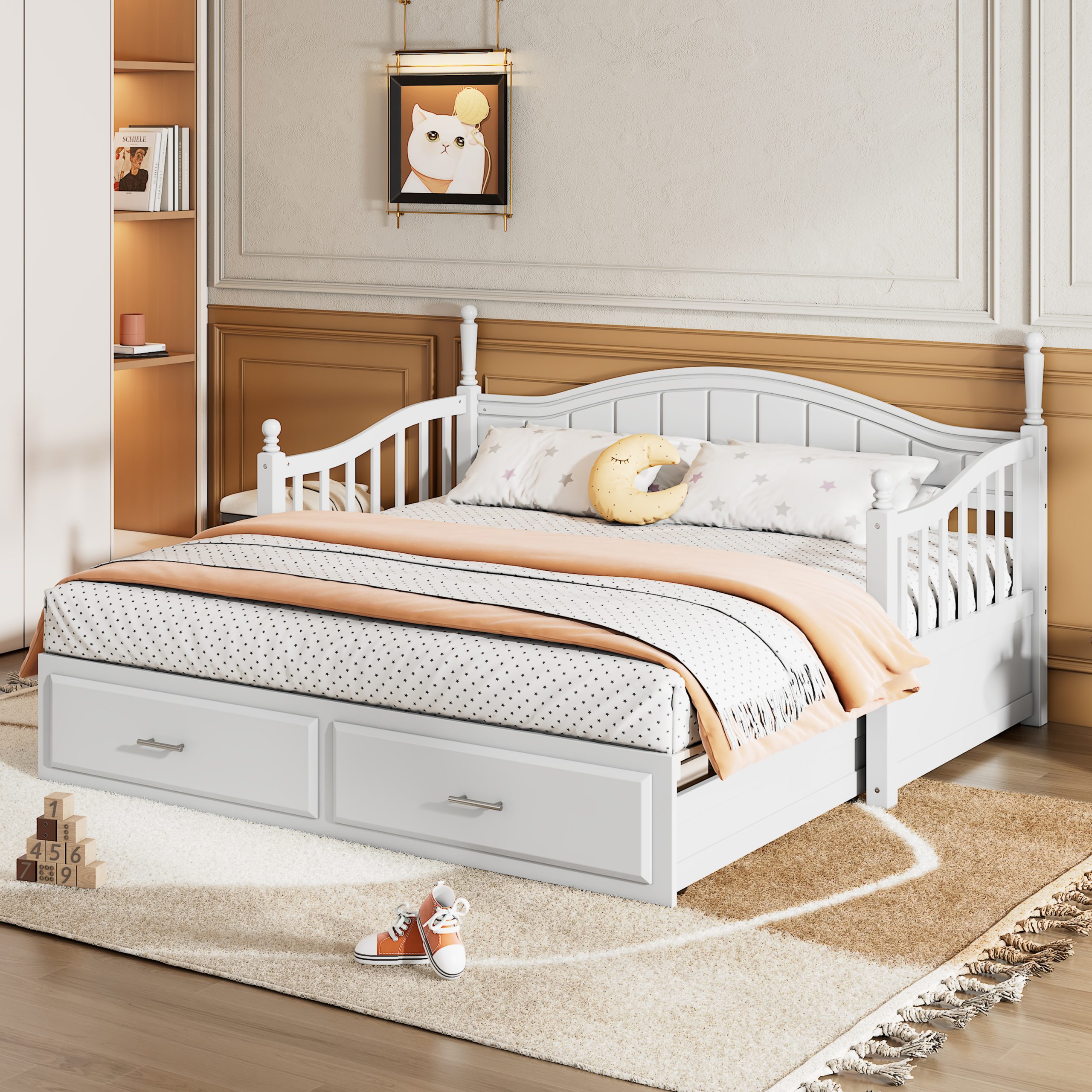 Wooden Twin Size Daybed with Twin Size Trundle