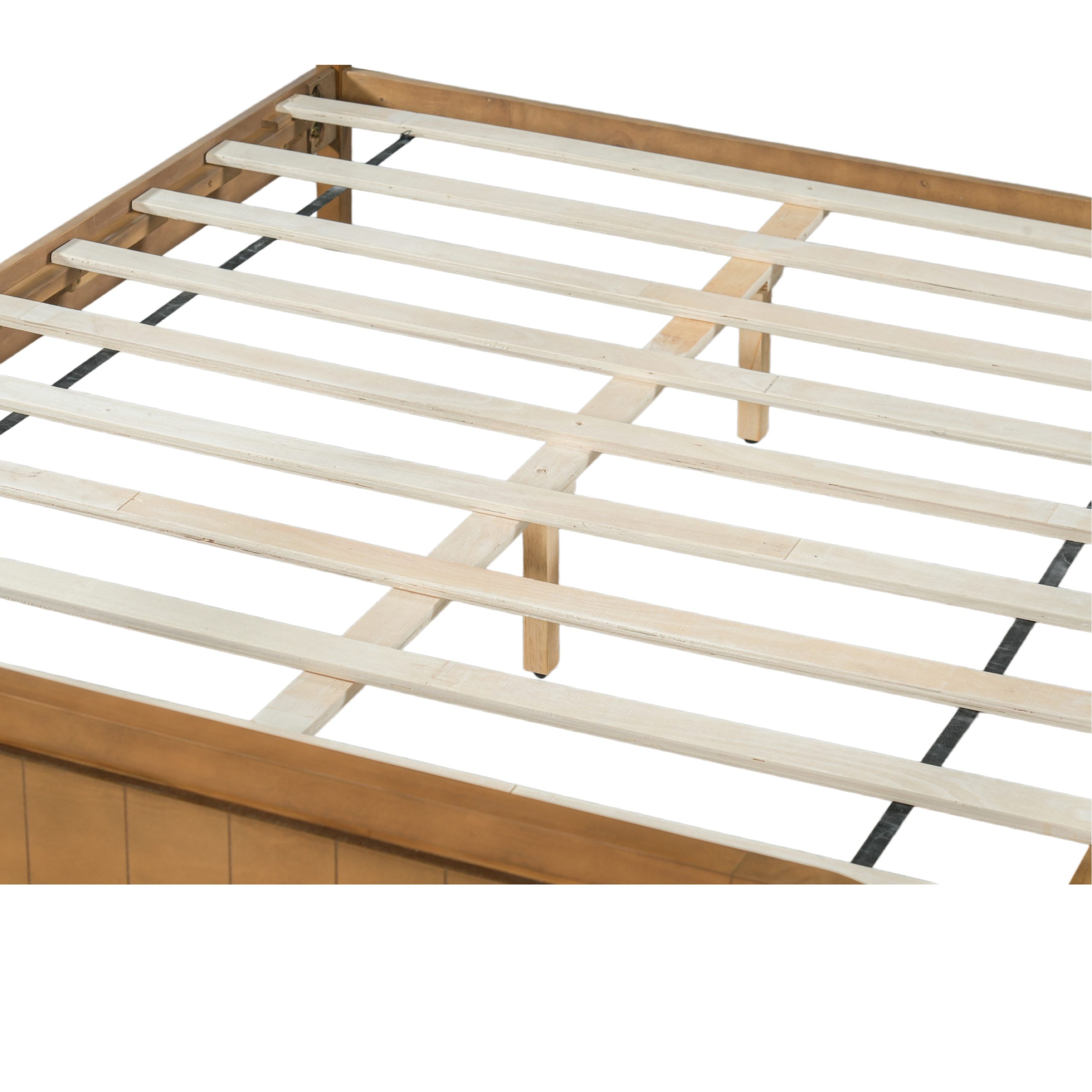 Wood Queen Bed Frame With Headboard, Noise-free Design, No Box Spring Needed