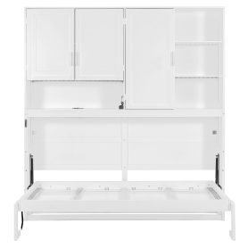Twin Size Murphy Bed with Top Cabinet, Shelves and Light & USB
