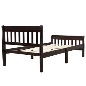 Mattress Foundation Sleigh Bed with Headboard/Footboard/Wood Slat Support