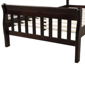 Mattress Foundation Sleigh Bed with Headboard/Footboard/Wood Slat Support