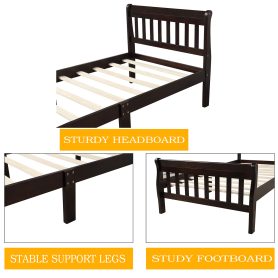 Mattress Foundation Sleigh Bed with Headboard/Footboard/Wood Slat Support