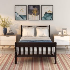 Mattress Foundation Sleigh Bed with Headboard/Footboard/Wood Slat Support