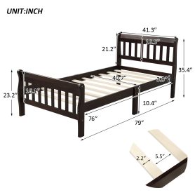 Mattress Foundation Sleigh Bed with Headboard/Footboard/Wood Slat Support
