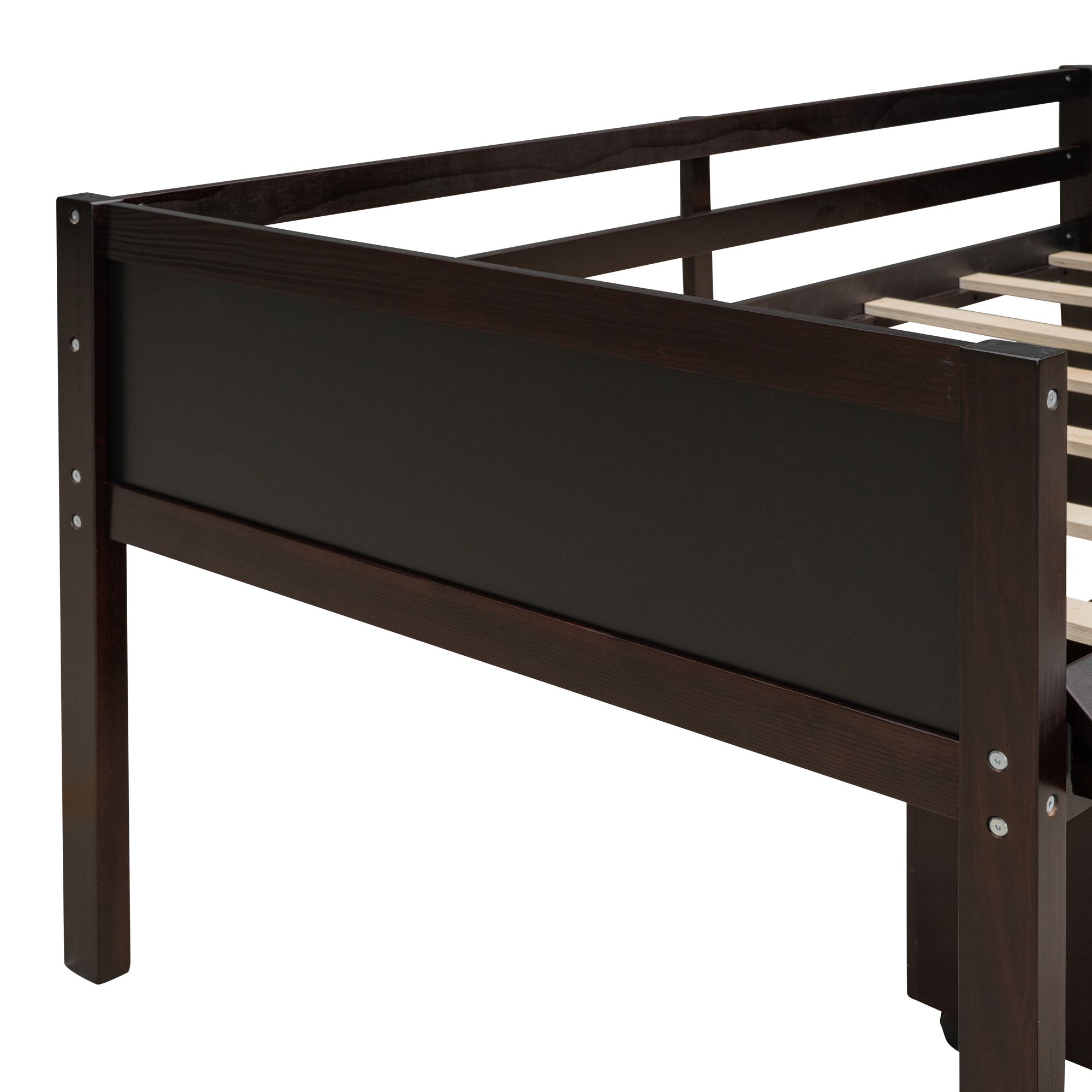 Twin Size Loft Bed Wood Bed With Two Storage Boxes