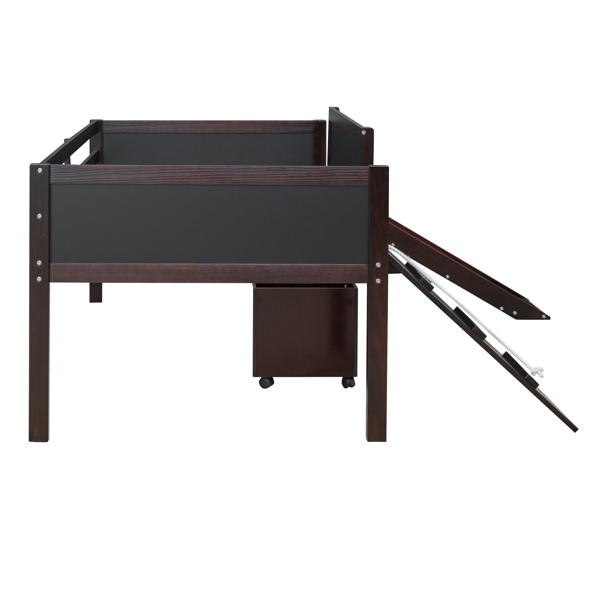 Twin Size Loft Bed Wood Bed With Two Storage Boxes