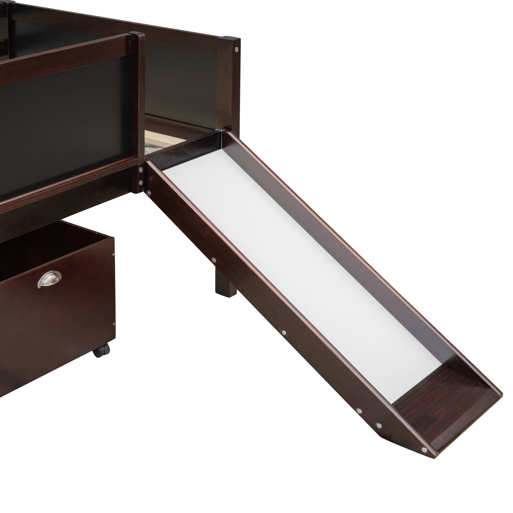 Twin Size Loft Bed Wood Bed With Two Storage Boxes